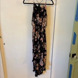 Floral Maxi Dress - Black and Pink